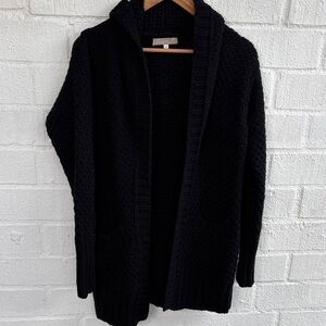 Bianca B Made in Italy Wool Knit Black Open Front Cardigan Sweater sz S